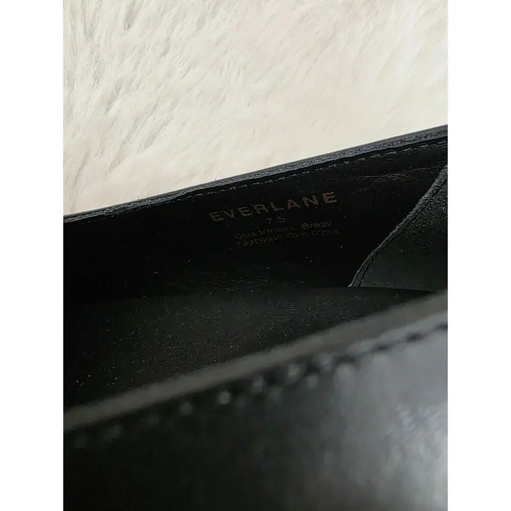 Everlane The Modern Classic Black Leather Slip On Loafers Stacked Heel Size 7.5